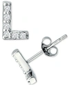 Giani Bernini Cubic Zirconia Initial Stud Earrings, Created For Macy's In Sterling Silver L