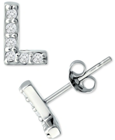 Giani Bernini Cubic Zirconia Initial Stud Earrings, Created For Macy's In Sterling Silver L