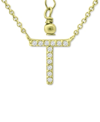 Giani Bernini Cubic Zirconia Initial Pendant Necklace, 16" + 2" Extender, Created For Macy's In Gold Over Silver T