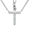 Giani Bernini Cubic Zirconia Initial Pendant Necklace, 16" + 2" Extender, Created For Macy's In Sterling Silver T