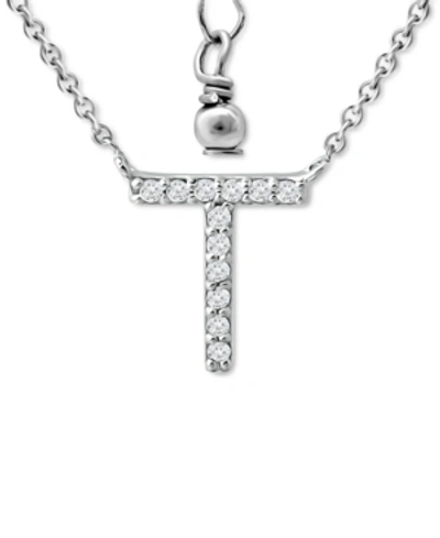 Giani Bernini Cubic Zirconia Initial Pendant Necklace, 16" + 2" Extender, Created For Macy's In Sterling Silver T