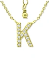 Giani Bernini Cubic Zirconia Initial Pendant Necklace, 16" + 2" Extender, Created For Macy's In Gold Over Silver K