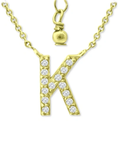 Giani Bernini Cubic Zirconia Initial Pendant Necklace, 16" + 2" Extender, Created For Macy's In Gold Over Silver K