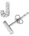 Giani Bernini Cubic Zirconia Initial Stud Earrings, Created For Macy's In Sterling Silver J