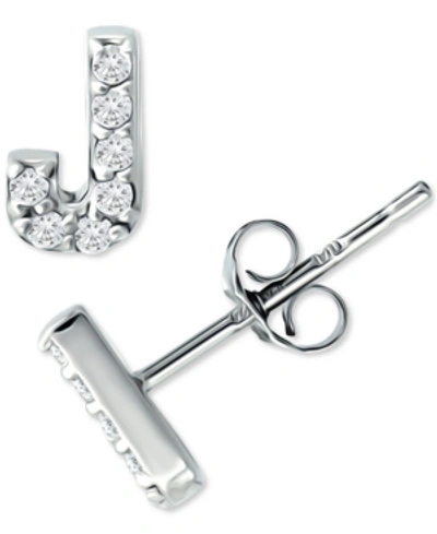 Giani Bernini Cubic Zirconia Initial Stud Earrings, Created For Macy's In Sterling Silver J
