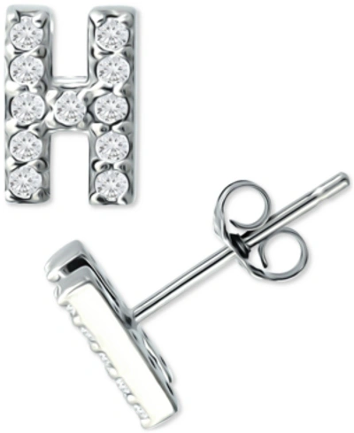Giani Bernini Cubic Zirconia Initial Stud Earrings, Created For Macy's In Sterling Silver H