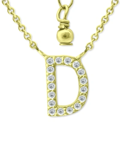 Giani Bernini Cubic Zirconia Initial Pendant Necklace, 16" + 2" Extender, Created For Macy's In Gold Over Silver D