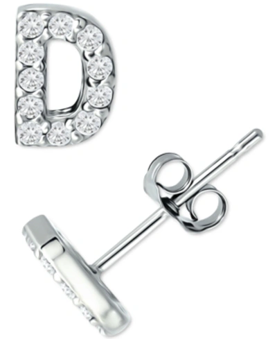 Giani Bernini Cubic Zirconia Initial Stud Earrings, Created For Macy's In Sterling Silver D
