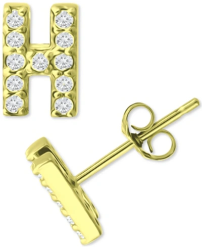 Giani Bernini Cubic Zirconia Initial Stud Earrings, Created For Macy's In Gold Over Silver H