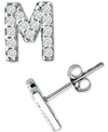 Giani Bernini Cubic Zirconia Initial Stud Earrings, Created For Macy's In Sterling Silver M