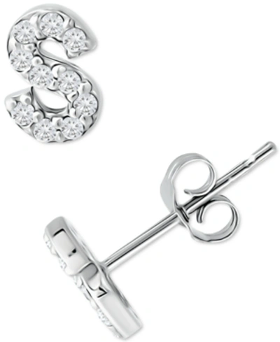 Giani Bernini Cubic Zirconia Initial Stud Earrings, Created For Macy's In Sterling Silver S