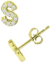 Giani Bernini Cubic Zirconia Initial Stud Earrings, Created For Macy's In Gold Over Silver S