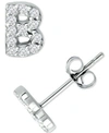 Giani Bernini Cubic Zirconia Initial Stud Earrings, Created For Macy's In Sterling Silver B