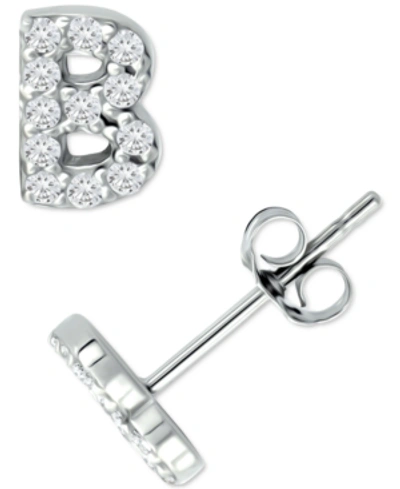 Giani Bernini Cubic Zirconia Initial Stud Earrings, Created For Macy's In Sterling Silver B