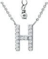 Giani Bernini Cubic Zirconia Initial Pendant Necklace, 16" + 2" Extender, Created For Macy's In Sterling Silver H
