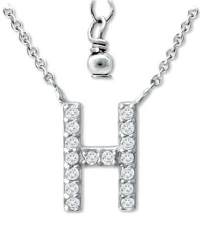 Giani Bernini Cubic Zirconia Initial Pendant Necklace, 16" + 2" Extender, Created For Macy's In Sterling Silver H