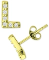 Giani Bernini Cubic Zirconia Initial Stud Earrings, Created For Macy's In Gold Over Silver L
