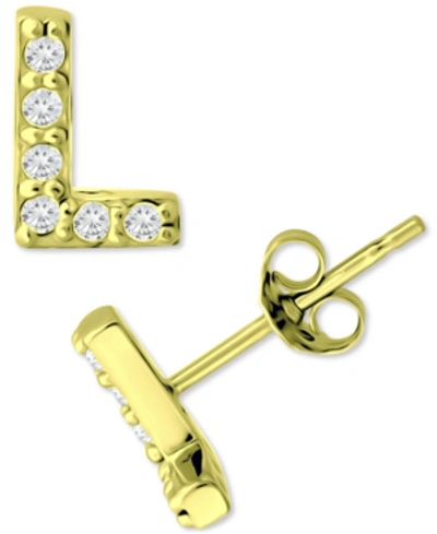 Giani Bernini Cubic Zirconia Initial Stud Earrings, Created For Macy's In Gold Over Silver L