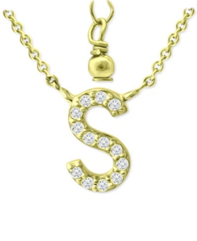 Giani Bernini Cubic Zirconia Initial Pendant Necklace, 16" + 2" Extender, Created For Macy's In Gold Over Silver S