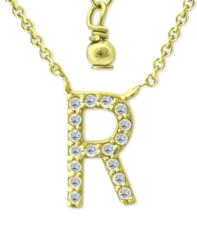 Giani Bernini Cubic Zirconia Initial Pendant Necklace, 16" + 2" Extender, Created For Macy's In Gold Over Silver R