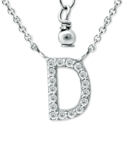 Giani Bernini Cubic Zirconia Initial Pendant Necklace, 16" + 2" Extender, Created For Macy's In Sterling Silver D