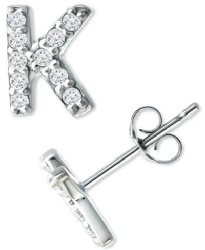 Giani Bernini Cubic Zirconia Initial Stud Earrings, Created For Macy's In Sterling Silver K