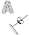Giani Bernini Cubic Zirconia Initial Stud Earrings, Created For Macy's In Sterling Silver A