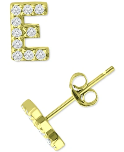 Giani Bernini Cubic Zirconia Initial Stud Earrings, Created For Macy's In Gold Over Silver E