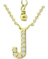Giani Bernini Cubic Zirconia Initial Pendant Necklace, 16" + 2" Extender, Created For Macy's In Gold Over Silver J