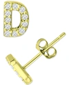 Giani Bernini Cubic Zirconia Initial Stud Earrings, Created For Macy's In Gold Over Silver D