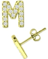 Giani Bernini Cubic Zirconia Initial Stud Earrings, Created For Macy's In Gold Over Silver M