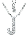 Giani Bernini Cubic Zirconia Initial Pendant Necklace, 16" + 2" Extender, Created For Macy's In Sterling Silver J