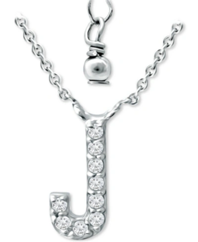 Giani Bernini Cubic Zirconia Initial Pendant Necklace, 16" + 2" Extender, Created For Macy's In Sterling Silver J