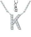 Giani Bernini Cubic Zirconia Initial Pendant Necklace, 16" + 2" Extender, Created For Macy's In Sterling Silver K