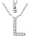 Giani Bernini Cubic Zirconia Initial Pendant Necklace, 16" + 2" Extender, Created For Macy's In Sterling Silver L