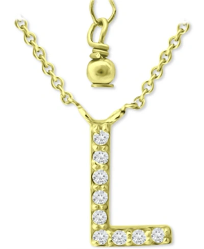 Giani Bernini Cubic Zirconia Initial Pendant Necklace, 16" + 2" Extender, Created For Macy's In Gold Over Silver L