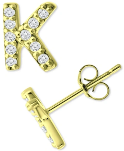 Giani Bernini Cubic Zirconia Initial Stud Earrings, Created For Macy's In Gold Over Silver K