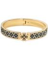 Kate Spade Gold-tone Spade Flower Printed Bangle Bracelet In Black