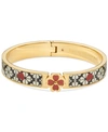 Kate Spade Gold-tone Spade Flower Printed Bangle Bracelet In Cream Multi