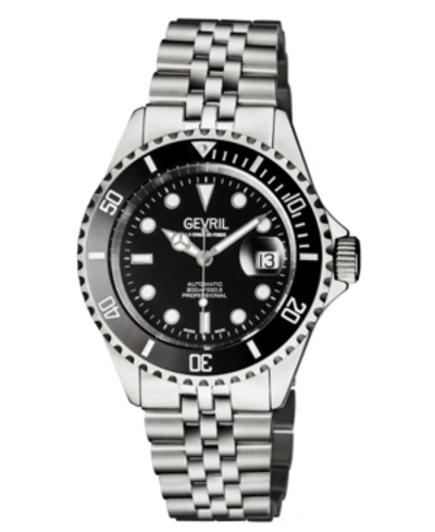 Gevril Men's Wall Street Swiss Automatic Stainless Steel Bracelet Watch 43mm In Black,silver Tone