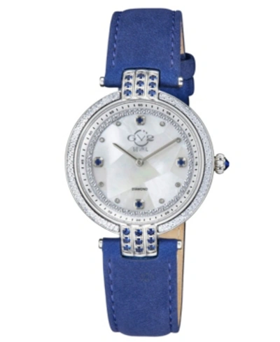 Gevril Women's Matera Swiss Quartz Blue Italian Suede Strap Watch 35mm