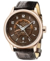 Gevril Men's Giromondo Swiss Quartz Brown Leather Strap Watch 42mm In Brown