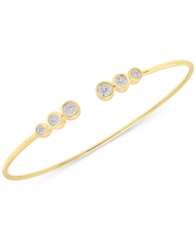 Wrapped Diamond Bezel Cuff Bangle Bracelet (1/10 Ct. T.w.) In 14k Gold, Created For Macy's In Yellow Gold