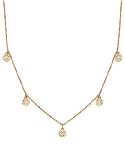 Wrapped Diamond Dangle Statement Necklace (1/4 Ct. T.w.) In 14k Gold, 16" + 2" Extender, Created For Macy's In Yellow Gold