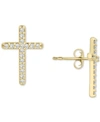Wrapped Diamond Cross Stud Earrings (1/10 Ct. T.w.) In 14k Gold Or 14k White Gold, Created For Macy's In Yellow Gold