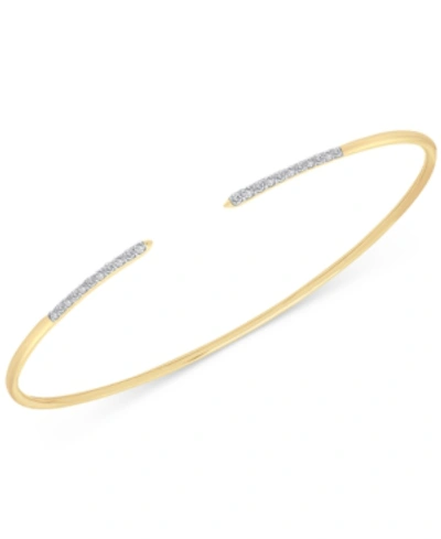Wrapped Diamond Skinny Cuff Bangle Bracelet (1/10 Ct. T.w.) In 14k Gold, Created For Macy's In Yellow Gold