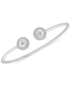 Wrapped Diamond Halo Cuff Bangle Bracelet (1/4 Ct. T.w.) In Sterling Silver, Created For Macy's In Sterling Silver