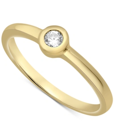 Wrapped Certified Diamond Bezel Ring (1/10 Ct. T.w.) In 14k Gold, Created For Macy's In Yellow Gold