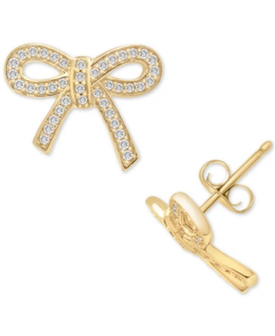 Wrapped Diamond Bow Earrings (1/4 Ct. T.w.) In 14k Gold, Rose Gold, Or White Gold, Created For Macy's In Yellow Gold