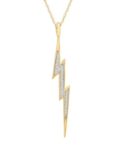 Wrapped Diamond Lightening Bolt 20" Pendant Necklace (1/10 Ct. T.w.) In 14k Gold, Created For Macy's In Yellow Gold